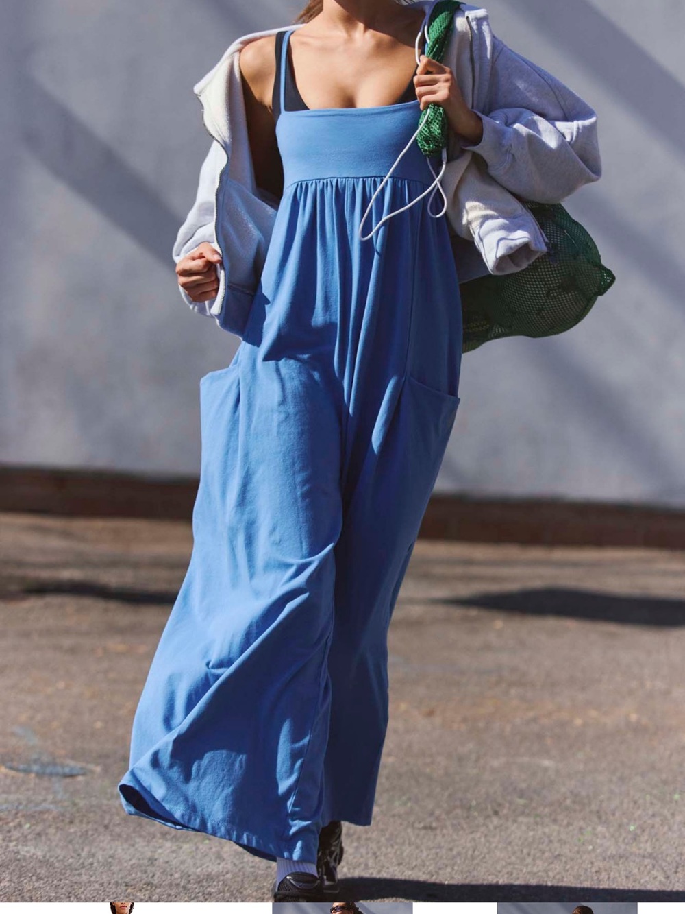 Free people Hot Shot Strappy Onesie (light cobalt)